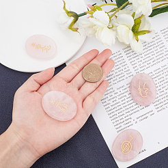 4 Stück natürliche Rosenquarz-Cabochons mit Chakren-Motiven G-GF0001-03F