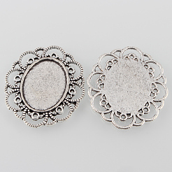 Tibetischer Stil Legierung blumenTräger Fassungen für Cabochon X-TIBE-M021-08AS