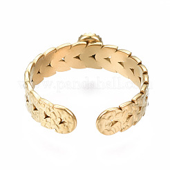 Offener Manschettenfingerring aus Edelstahl 304 mit Cabochon-Fassungen STAS-T060-09G