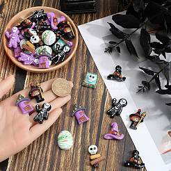 54 Stück 9 Stile Halloween opake Harz Decoden Cabochons RESI-SC0005-71A