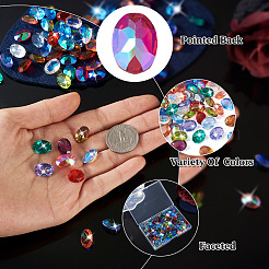 120 Stück 12 Farben transparente Strass-Cabochons mit spitzer Rückseite aus Kunstharz KY-CW0001-01