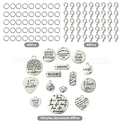 DIY-Wortanhänger-Dekorationsbausatz aus Legierung DIY-YW0008-90