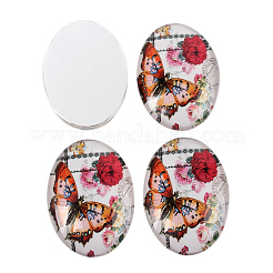 Schmetterling bedruckte Glas ovale Cabochons GGLA-N003-18x25-C39