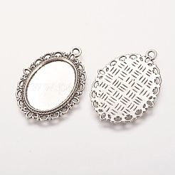 Zink Legierung Anhänger Fassungen für Cabochon & Strass PALLOY-A15257-AS-FF