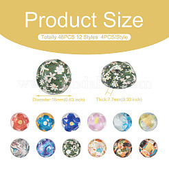 48 Stück 12 Arten durchscheinende Harz-Cabochons RESI-TA0001-44