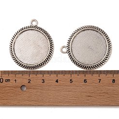 Tibetischer Stil Legierung flache runde Anhänger Fassungen TIBEP-M022-54AS