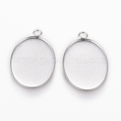 Cabochon-Fassungen für Anhänger aus Edelstahl 304 STAS-WH0055-02A-P