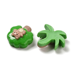 Undurchsichtige Harz-Cabochons mit Pflanzenmotiv RESI-Q228-04