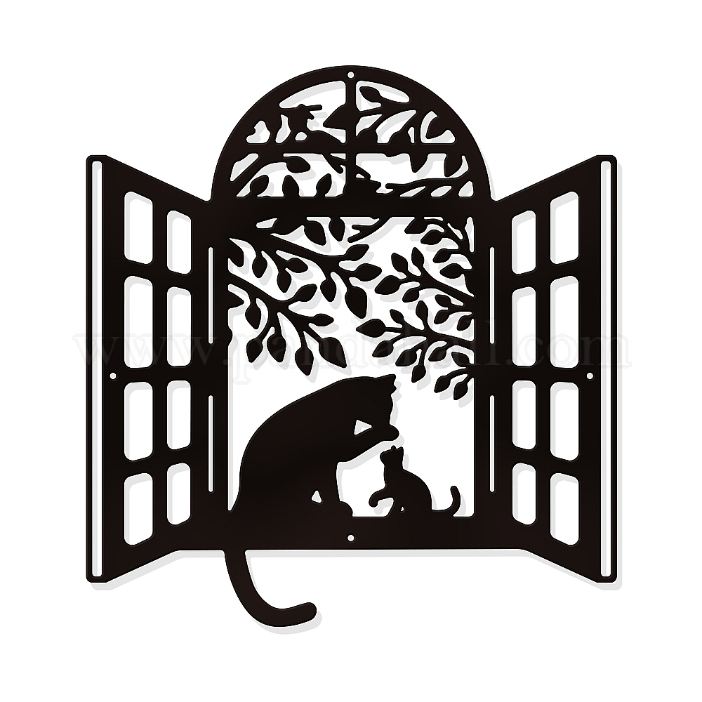 Wholesale Nbeads Cats Window Metal Wall Art Decor Pandahall