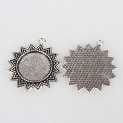 Tibetischer Stil Legierung Sonne Anhänger Fassungen TIBEP-N003-70AS