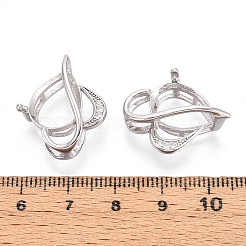 925 Sterling Silber Micro Pave klar Zirkonia Anhänger Krallen Cabochon Fassungen STER-N016-46P