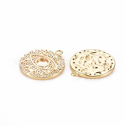 Messing Micro Pave klare Zirkonia Anhänger Fassungen für Emaille KK-S356-704
