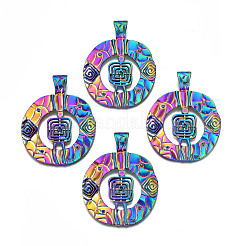 Regenbogenfarben-Legierung großer Anhänger Strass-Einstellungen PALLOY-N156-197
