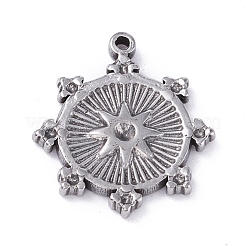 Anlaufgeschützter Anhänger aus Edelstahl 304 mit Strass-Cabochons STAS-P288-15P
