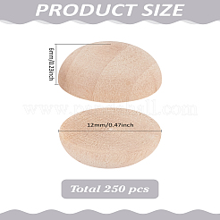 250 Stück unbehandelte Naturholzcabochons WOOD-LP0001-10