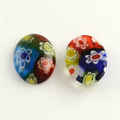 Oval handgemacht Millefiori Glas Cabochons LK-R005-18
