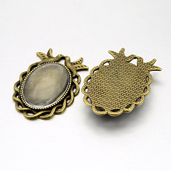 Legierung Cabochon--Fassungen mit Verbinder und flache runde transparente freie Glascabochons DIY-X0229-AB-NF