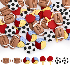 64 Stück 4 Stile Sportthema undurchsichtige Harz-Cabochons RESI-CA0001-64