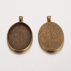 Oval tibetischer Stil Legierung Anhänger Fassungen PALLOY-K109-38AB-NR
