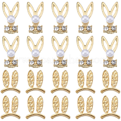 60 Stück 2 Stile Kaninchen Legierung Strass Cabochons MRMJ-SC0001-16