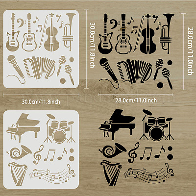 Shop Fingerinspire Pcs Musical Instruments Stencil X Cm Reusable