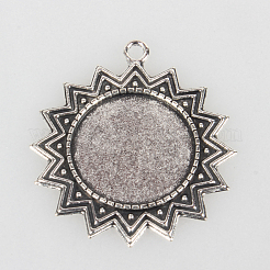 Tibetischer Stil Legierung Sonne Anhänger Fassungen TIBEP-N003-70AS