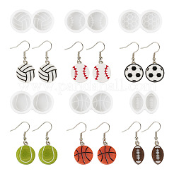 6 Stück 6 Stil Sportball Cabochon DIY Silikonformen DIY-TA0005-68