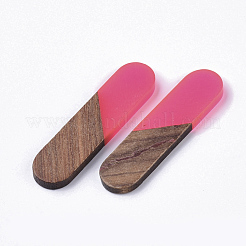 Cabochons aus transparentem Harz und Walnussholz RESI-Q210-014A-B02