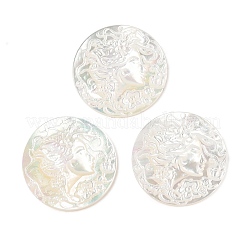 Natürliche weiße Muschel-Cabochons geschnitzt SSHEL-I026-03B-06