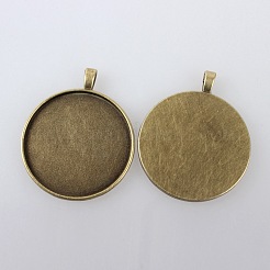 Vintage tibetischen Stil Legierung großen Anhänger Cabochon Fassungen X-TIBEP-M018-117AB-NF