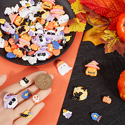96 Stück 16 Stile Halloween Motiv opake Resin Decoden Cabochons CRES-SC0002-90