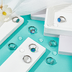 DIY Blanko Kuppel Flach Rund Fingerring Herstellungsset DIY-UN0004-51