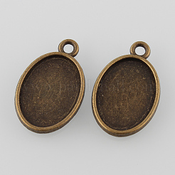 Oval zweiseitige Legierung Anhänger Fassungen X-PALLOY-N0088-15AB-NF