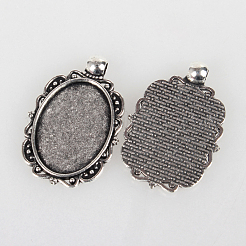 Tibetischen Stil Anhänger cabochon Fassungen mit antiken metallic Farbe und erhöht Skulptur sind voller Retro-Stil X-TIBEP-O006-51AS