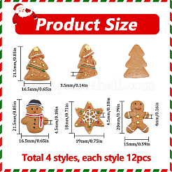 48 Stück 4 Stile Weihnachts-Kunststoff-Cabochons FIND-SC0011-29