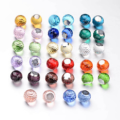 Facettiert rund Glas Cabochons GGLA-L008A-M