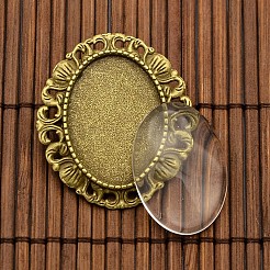 Elefantenkopf tibetischem Stil Legierung Anhänger Strass-Cabochon Fassungen DIY-X0187-AB-NF