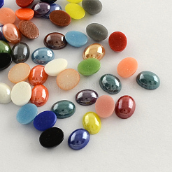 Pearlized vernickelt handgefertigten Porzellan Cabochons PORC-S804-10x14-M