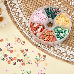 1800 Stück 6 Stil Obst Thema handgemachte Fimo Nail Art Dekoration CLAY-YW0001-23