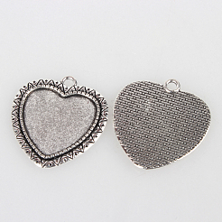 Tibetischen Stil Anhänger cabochon Fassungen mit antiken metallic Farbe und erhöht Skulptur sind voller Retro-Stil X-TIBEP-O006-17AS