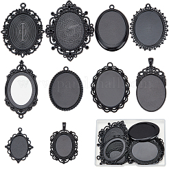 10 Stück 10 Stile ovale Legierung Anhänger Cabochon-Einstellungen FIND-SC0009-96