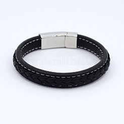 Unisex casual style geflochtenen Lederband Armbänder BJEW-F119-24
