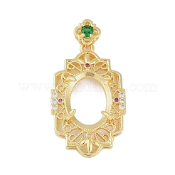 Cabochon-Anhänger mit Mikropavé aus Messing mit klaren Zirkonia-Anhängern KK-U026-08G