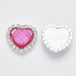 Glänzende flach zurück facettierte Herz Acryl Strass Cabochons RB-R011-M