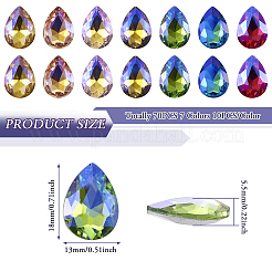 70 Stück 7 Farben spitz zulaufende Glas-Strass-Cabochons RGLA-TA0001-06