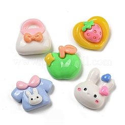 Deko-Cabochons aus undurchsichtigem Harz mit Hasenmotiv RESI-G099-03
