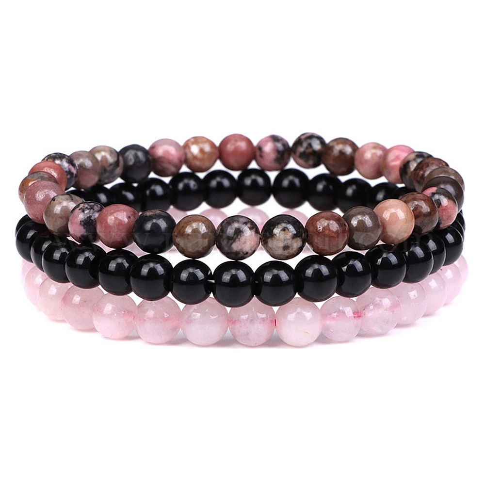 Wholesale Pcs Style Natural Rhodonite Black Agate Rose Quartz