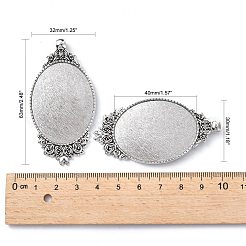 Vintage tibetische Artlegierung schnitzte große hängende Cabochon Fassungen der Rose TIBEP-N003-28AS