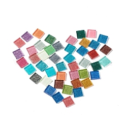 Quadrat mit Glitzerpulver Mosaikfliesen Glascabochons DIY-P045-04B