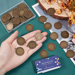 50 Stück flache runde Cabochon-Fassungen für Anhänger aus Legierung TIBEP-SC0002-90
